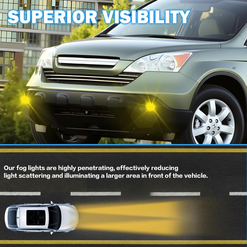 BOXLIGHT مصابيح ضباب القيادة متوافقة مع 2007 2008 2009 هوندا CRV مصابيح الصدام الأمامي مع لمبات هالوجين H11 12V 55W ومفتاح ومجموعة أسلاك (عدسة شفافة) - Image 2